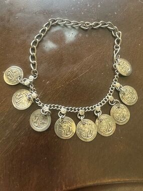 Silver-Tone Coin Charm Anklet - Silver